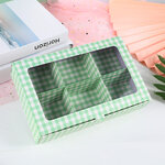 กล่องทรงผืนผ้า 6 ช่อง ลายทางสีเขียวพาสเทล ขาว 23.5x15+5