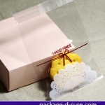 ถุงคุกกี้ แถบกาว 14x14 ถุงใส ลายโบว์ ลูกไม้ขาว แพ็ค 100 ใบ