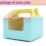 กล่องหูหิ้วคัพเค้ก 4 ชิ้น 15.5x15.5x10 สีฟ้าลายชมพู