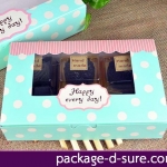 กล่องสี่เหลี่ยมผืนผ้า เปิดบนฉลุ 13.5x21.5x5 สีเขียวอมฟ้า จุดขาว