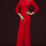 ชุดจีนยาว ลูกไม้แขนยาว รหัส TM159 สินค้าพร้อมส่ง