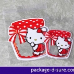 ล้างสต็อก//ถุงคุกกี้ แถบกาว 7x7 ลายคิตตี้ ขวดแยมสีแดง แพ็ค 100 ใบ