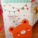 ล้างสต็อก//ถุงคุกกี้ แถบกาว 7x7 ลายหมีน้อย Thank you พื้นหลังขาว แพ็ค 100 ใบ