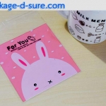 ล้างสต็อก//ถุงคุกกี้ แถบกาว 7x7 ลายกระต่ายขาว พื้นชมพู แพ็ค 100 ใบ