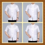 เสื้อคอจีนผู้ชายสีขาวลายต้นไม้ รหัส JC98