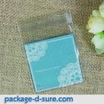 ล้างสต็อก//ถุงคุกกี้ แถบกาว 10x11 ลายโบว์ลูกใม้ขาว พื้นหลังสีฟ้าอ่อน แพ็ค 100 ใบ