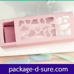 โปรโมชั่น//กล่องมาการองใส่ 4 ชิ้น ลายฉลุ 5.8x12.8x4 สีชมพูอ่อน **แพ็ค 50 ใบ**