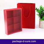 โปรโมชั่น//กล่องเปี๊ยะ 6 ช่อง สีแดง ฝาสวมพลาสติกขุ่น