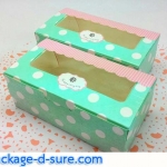 กล่องสี่เหลี่ยมผืนผ้า เปิดบนฉลุ 5x13.5x7 สีเขียว จุดขาว