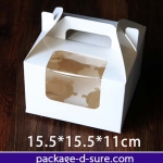 กล่องหูหิ้วคัพเค้ก 4 ชิ้น 15.5x15.5x10 สีขาว