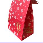 โปรโมชั่น//ถุงกระดาษสีแดงแบบฐานตั้ง 13x24+8 ลาย snowflake แพค 5 ใบ