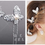 เครื่องประดับผมผีเสื้อมีมุกสีขาว