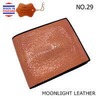 กระเป๋าสตางค์หนังปลากระเบนแท้แบบขัดเรียบ สีส้ม NO.29