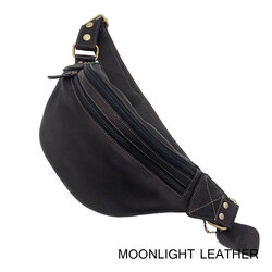 กระเป๋าคาดเอว คาดหน้าอก หนังวัวแท้ Moonlight รุ่น Speed-II สีดำ หนังฟอกนิ่มมาก แข็งแรง ทนทาน สายหนังแท้ปรับความยาวได้