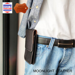 กระเป๋าใส่โทรศัพท์ ใส่มือถือ Moonlight รุ่น Bratt ร้อยเข็มขัด คาดเอว ทำจากหนังวัวแท้ สีดำ เท่ กระทัดรัด น้ำหนักเบาบาง