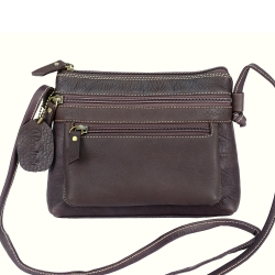 กระเป๋ารุ่น Mino สีน้ำตาลเข้ม กระเป๋าหนังแท้ ใบเล็กๆ สะพายติดตัว ไปเที่ยว ไปตลาด เบาๆ ชิลๆ ทำจากหนังวัวแท้ทั้งใบ นุ่มทน รับประกัน 1 ปี พร้อมถุงกันฝุ่น (No.008)