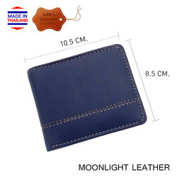 กระเป๋าสตางค์หนังวัวแท้ 100% ฝีมือไทย แบรนด์ MOONLIGHT ไซส์เล็กแต่ใส่แบงค์พันได้ สีน้ำเงิน นิ่ม ทนทาน ไม่ลอกร่อน มีกล่องให้