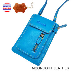 กระเป๋าหนังวัวแท้ Moonlight รุ่น Ruth-2 สะพายข้าง สีฟ้า หนังนุ่มนิ่ม ทนน้ำ ไม่ลอกร่อน มีช่องใส่ของจุใจ กระทัดรัด