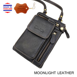กระเป๋าหนังวัวแท้ Moonlight รุ่น Ruth-3 สะพายข้าง สีดำ หนังนุ่มนิ่ม สะท้อนน้ำ ไม่ลอกร่อน มีช่องใส่ของจุใจ กระทัดรัด