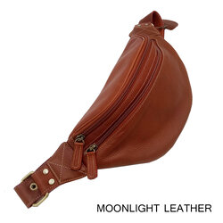 กระเป๋าคาดเอว คาดหน้าอก หนังวัวแท้ Moonlight รุ่น Speed-II สีน้ำตาลอ่อน หนังฟอกนิ่มมาก แข็งแรง ทนทาน สายหนังแท้ปรับความยาวได้