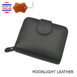 กระเป๋าสตางค์ผู้หญิง MOONLIGHT ใบสั้น ซิปรอบ สีเขียว ทำจากหนังวัวแท้แสนนุ่ม ทนทาน โดนน้ำได้ ไม่ลอกร่อน มีกล่องแบรนด์แท้
