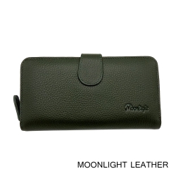 กระเป๋าสตางค์ผู้หญิง ใบยาวสวยงาม สีเขียวเข้ม ทำจากหนังวัวแท้แสนนุ่ม ทนทาน โดนน้ำได้ ไม่ลอกร่อน พร้อมกล่องแบรนด์แท้