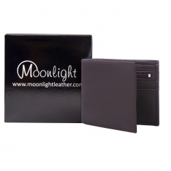 กระเป๋าสตางค์หนังวัวแท้ สำหรับผู้ชาย แบรนด์ Moonlight รุ่น Boss สีน้ำตาลเข้ม สวย ทน เบาบาง นิ่มมาก พร้อมกล่องเป็นของขวัญได้