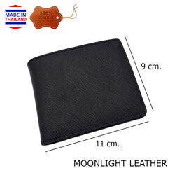 กระเป๋าสตางค์หนังแท้ Moonlight หนังวัวลายซาเฟียโน่ สีดำ มีกระเป๋าใส่เหรียญ สวย หรู ทน ไม่ลอกร่อน มีกล่องเป็นของขวัญได้