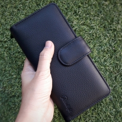 กระเป๋าสตางค์ผู้หญิง ใบยาวสวยงาม สีดำ ทำจากหนังวัวแท้แสนนุ่ม ทนทาน โดนน้ำได้ ไม่ลอกร่อน พร้อมกล่องแบรนด์แท้ Moonlight