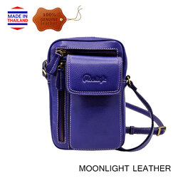 กระเป๋าหนังวัวแท้ Moonlight รุ่น Ruth สะพายข้าง สีน้ำเงิน หนังนุ่มนิ่ม สะท้อนน้ำ ไม่ลอกร่อน มีช่องใส่ของจุใจ กระทัดรัด