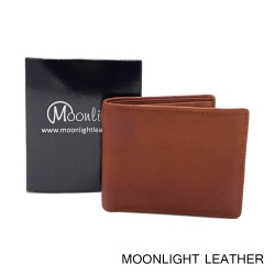 กระเป๋าสตางค์หนังวัวแท้ สำหรับผู้ชาย แบรนด์ Moonlight รุ่น Zean สีน้ำตาลอ่อน สวย ทน เบาบาง นิ่มมาก พร้อมกล่องเป็นของขวัญได้