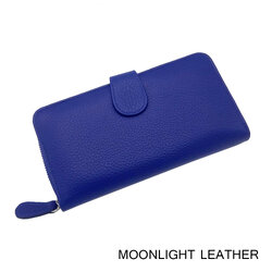 กระเป๋าสตางค์ผู้หญิง ใบยาวสวยงาม สีน้ำเงินสด ทำจากหนังวัวแท้แสนนุ่ม ทนทาน โดนน้ำได้ ไม่ลอกร่อน พร้อมกล่องแบรนด์แท้