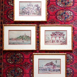 ภาพชุดสีน้ำเมืองจีน 4 ภาพ