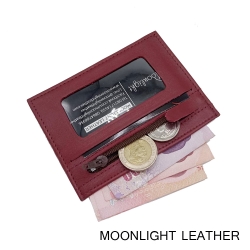 กระเป๋าใส่บัตร ใส่เหรียญ Moonlight หนังแท้ รุ่น Colo สีแดงเข้ม ทนทานบางเฉียบ นิ่มพกพาง่าย ใส่แบงค์พันได้ มีกล่องเป็นของขวัญได้