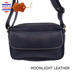 กระเป๋าสะพาย หนังแท้ MOONLIGHT รุ่น EVA สีดำ ทำจากหนังวัวนิ่ม นุ่ม ทนทาน ไม่ลอกร่อน ใส่ของเยอะ น้ำหนักเบา มีรับประกัน
