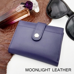 กระเป๋าใส่บัตร หนังแท้ Moonlight สีน้ำเงิน สวยเรียบหรู ดูแพง หนังนิ่มเบา ไม่ลอก ใส่บัตรได้มากถึง 40 ใบ มีกล่องเป็นของขวัญได้