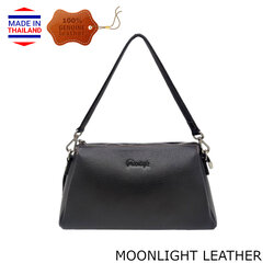 กระเป๋าสะพายหนังแท้ MOONLIGHT รุ่น Ashly สีดำ ทำจากหนังวัวฟอกสะท้อนน้ำ ไม่ลอกร่อน มีสายสั้น-ยาว ยิ่งใช้ยิ่งสวย