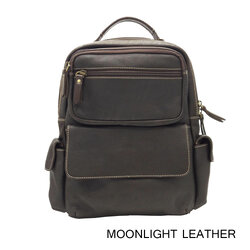 กระเป๋า เป้ หนังแท้ 100% นุ่ม ทน เท่ สีน้ำตาลเข้ม Moonlight รุ่น Damien ใช้งานง่าย ใส่ของได้เยอะ มีถุงกันฝุ่น มีประกัน