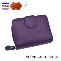กระเป๋าสตางค์ผู้หญิง MOONLIGHT ใบสั้น ซิปรอบ สีม่วง ทำจากหนังวัวแท้แสนนุ่ม ทนทาน โดนน้ำได้ ไม่ลอกร่อน มีกล่องแบรนด์แท้