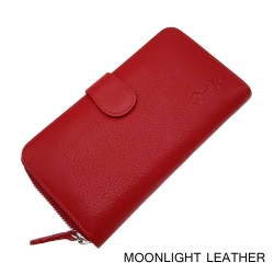 กระเป๋าสตางค์ผู้หญิง ใบยาวสวยงาม สีแดงสด ทำจากหนังวัวแท้แสนนุ่ม ทนทาน โดนน้ำได้ ไม่ลอกร่อน พร้อมกล่องแบรนด์แท้