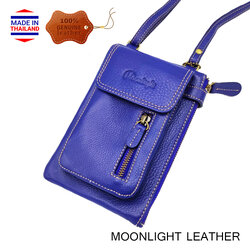 กระเป๋าหนังวัวแท้ Moonlight รุ่น Ruth-2 สะพายข้าง สีน้ำเงิน หนังนุ่มนิ่ม ทนน้ำ ไม่ลอกร่อน มีช่องใส่ของจุใจ กระทัดรัด