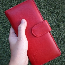 กระเป๋าสตางค์ผู้หญิง ใบยาวสวยงาม สีแดง ทำจากหนังวัวแท้แสนนุ่ม ทนทาน โดนน้ำได้ ไม่ลอกร่อน พร้อมกล่องแบรนด์แท้ Moonlight