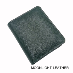 กระเป๋าสตางค์หนังวัวแท้ ทรงตั้งขนาดเล็กกระทัดรัด แบรนด์ Moonlight รุ่น Eric สีเขียวเข้ม สวย ทน เบาบาง พร้อมกล่องเป็นของขวัญได้