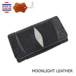 รับทรัพย์รับโชคกับกระเป๋าสตางค์หนังปลากระเบนแท้ เกล็ดคล้ายมังกร ไฟเผาไม่ไหม้กรรไกรตัดไม่ขาด สีดำ ลดราคาแค่ช่วงปิดประเทศ