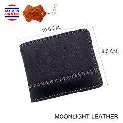 กระเป๋าสตางค์หนังวัวแท้ 100% ฝีมือไทย แบรนด์ MOONLIGHT ไซส์เล็กแต่ใส่แบงค์พันได้ สีดำ นิ่ม ทนทาน ไม่ลอกร่อน มีกล่องให้