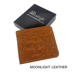 กระเป๋าสตางค์หนังแท้ Moonlight รุ่น Hercules แฮนด์เมด ทำจากหนังวัวลายหนังจระเข้ ราคาประหยัดแต่ทนทานสุดๆ สีน้ำตาลอ่อน มีกล่องพร้อมเป็นของขวัญ