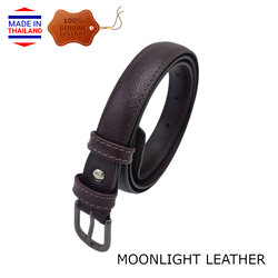 เข็มขัดหนังวัวแท้ Moonlight รุ่น Alyson สำหรับผู้หญิง สีน้ำตาลเข้ม ลายซาเฟียโน่ เรียบหรู ทนทาน ไม่ลอก มีหลายไซส์