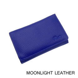 กระเป๋าสตางค์หนังแท้ MOONLIGHT สามพับสั้น สีน้ำเงิน เฮงๆ รับทรัพย์ หนังนุ่มมาก ทนทาน ไม่ลอกเป็นขุย มีกล่องเป็นของขวัญได้