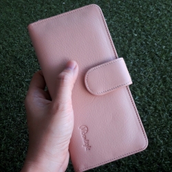 กระเป๋าสตางค์ผู้หญิง ใบยาวสวยงาม สีชมพู่อ่อน หนังวัวแท้แสนนุ่ม ทนทาน โดนน้ำได้ ไม่ลอกร่อน พร้อมกล่องแบรนด์แท้ Moonlight