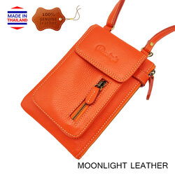 กระเป๋าหนังวัวแท้ Moonlight รุ่น Ruth-2 สะพายข้าง สีส้ม หนังนุ่มนิ่ม ทนน้ำ ไม่ลอกร่อน มีช่องใส่ของจุใจ กระทัดรัด